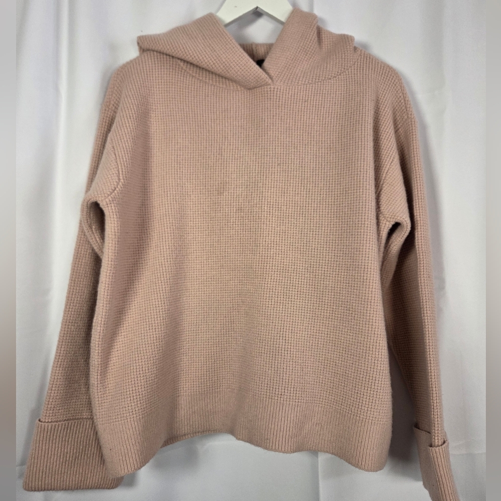 Ann Taylor Waffle Knit Hoodie Sweatshirt Pink Women's Size M